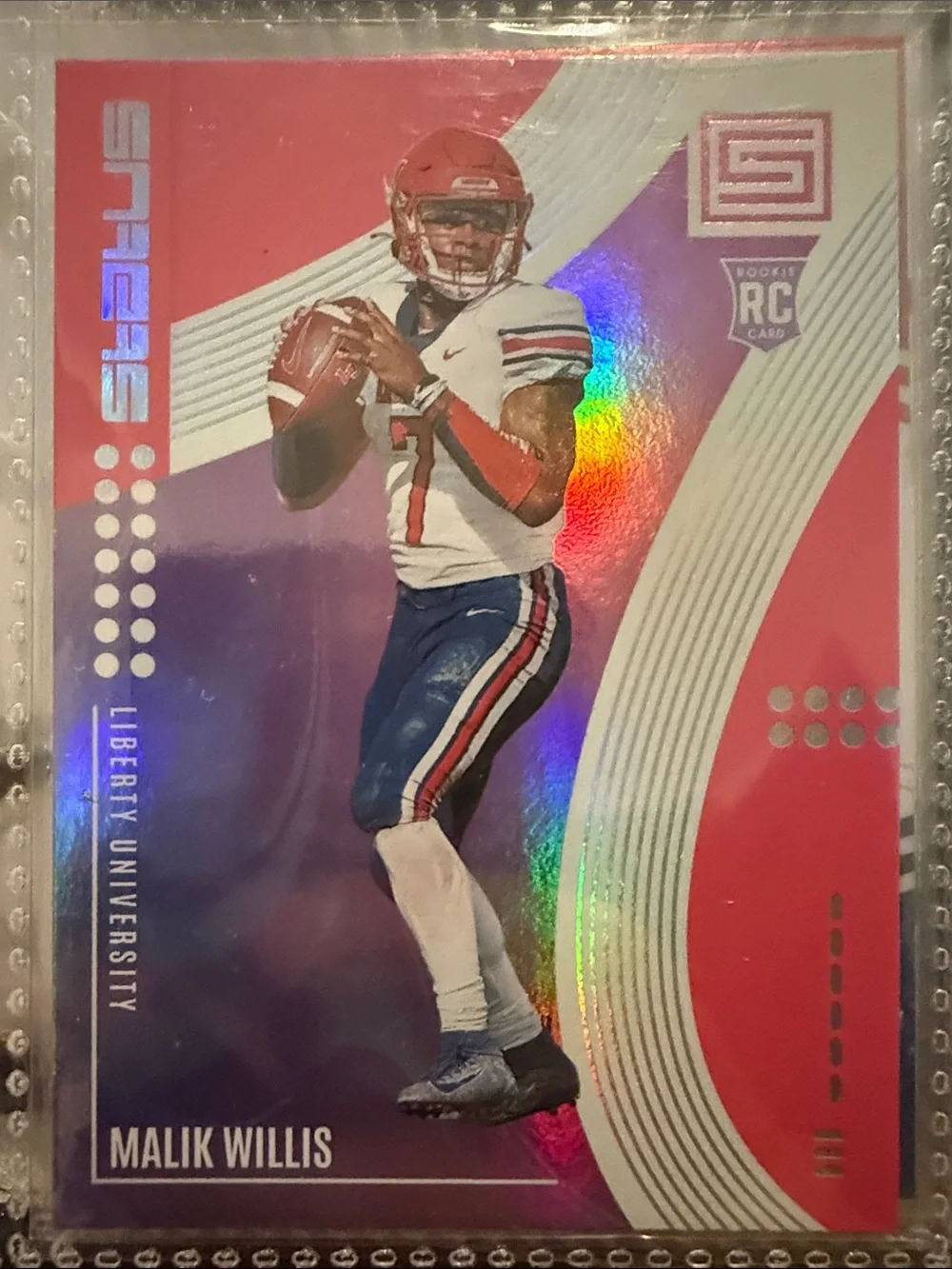 Malik Willis Football Rookie Card - Pink/Red Holographic